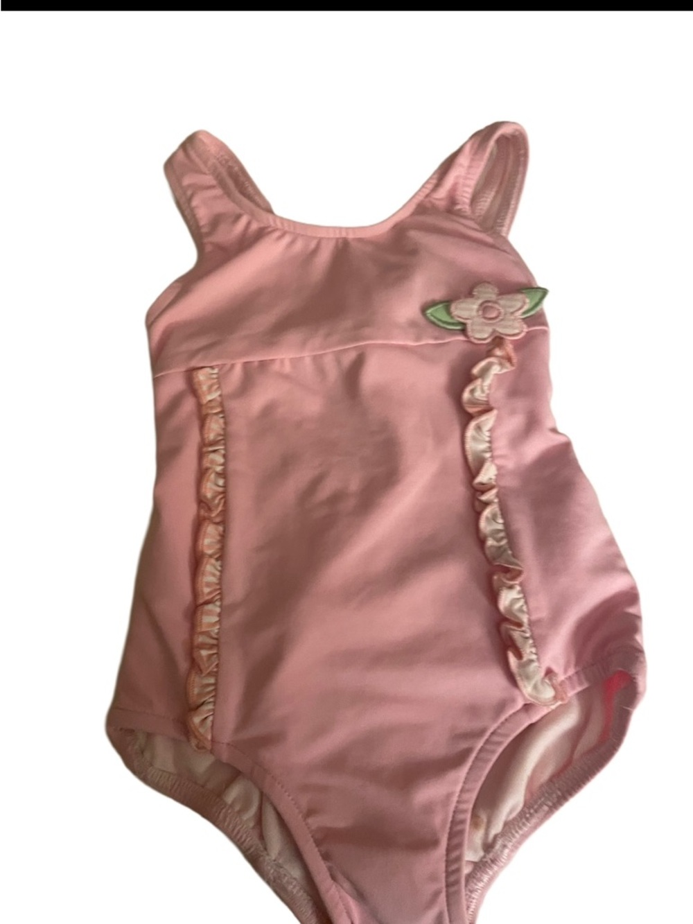 Florence Eiseman Pink One-Piece Swimsuit with Flower Appliqué NWT 18M